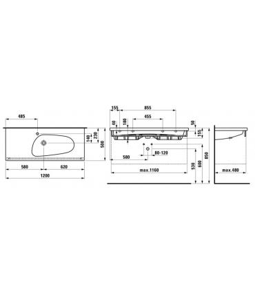 Laufen Palomba right single hole washbasin with overflow