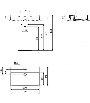 Lavabo da appoggio o sospeso Ideal Standard Extra monoforo