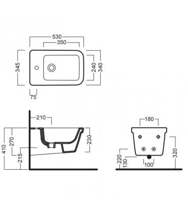 Bidet sospeso monoforo fissaggi nascosti serie Erika pro Q art.YXHW01