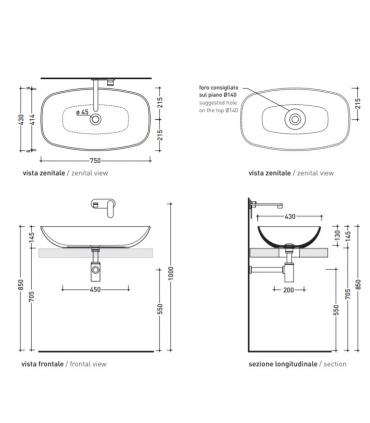 Lavabo da appoggio Ceramica Flaminia Nudaslim