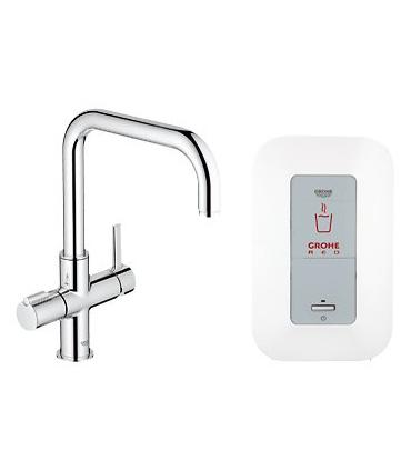 Robinet bec carre' Purificateur et eau chaud pour evier Red Grohe