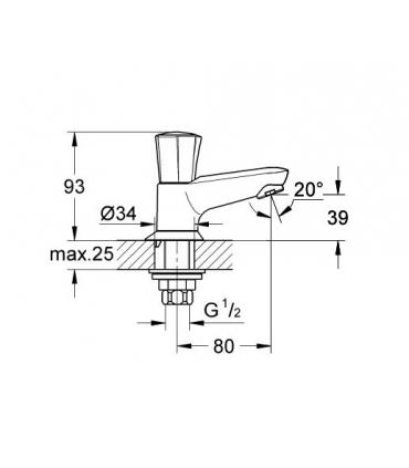 Robinet lavabo seulement eau froid Grohe collection adria