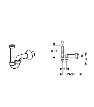 Siphon 'S' shape for bidet, Geberit