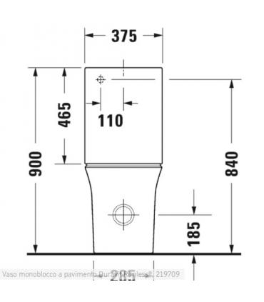 Vaso monoblocco a pavimento Duravit, serie White Tulip 219709, con trattamento WonderGliss