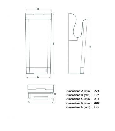 Asciugamani a lama d'aria con antibatterico UV 2050W Vortice VORT SUPE