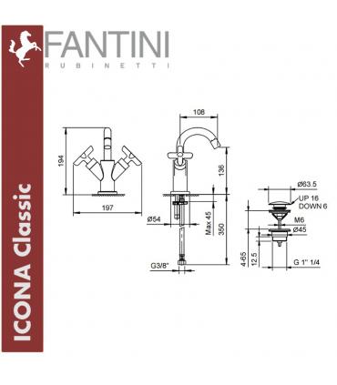 Bidet mixer single hole, Fantini Icona Classic