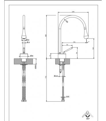 Mitigeur lavabo bec haut, Gessi, collection Goccia