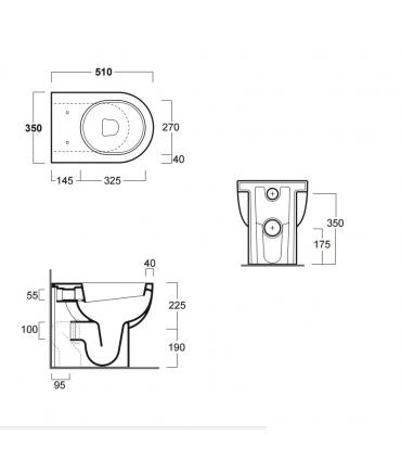 Floor standing toilet back to wall floor standing, Simas E-Line