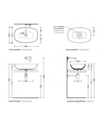 Lavabo da appoggio Ceramica Flaminia Nudaslim