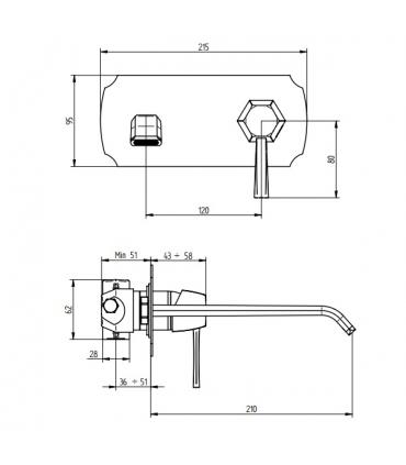 External part for wall hung built in mixer Bellosta Stresa