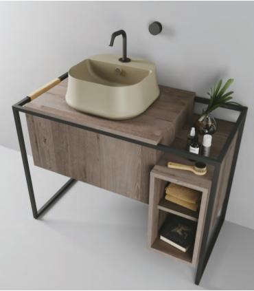 Lavabo da appoggio monoforo quadrato Simas serie Sharp SH07