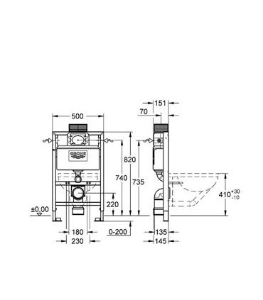 Module for Wall mounted toilet, Grohe Rapid SL walls made of plasterboard under window