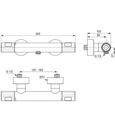 Ideal Standard Ceratherm 100 external thermostatic shower mixer