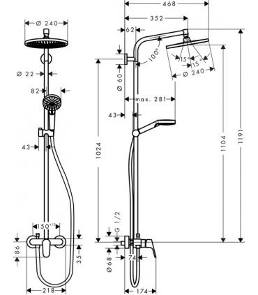 Colonne de douche 1 collection de jet Crometta S Hansgrohe art.27269000