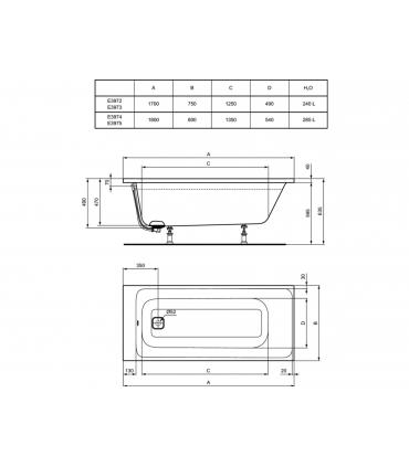 Drain Column Ideal Standard Tonic, Standard Bathtub Drain Dimensions