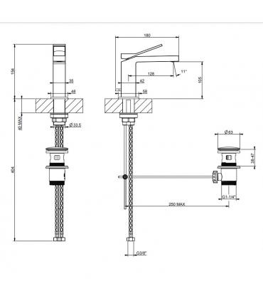 Miscelatore lavabo alto Gessi collezione Rettangolo K art. 53001