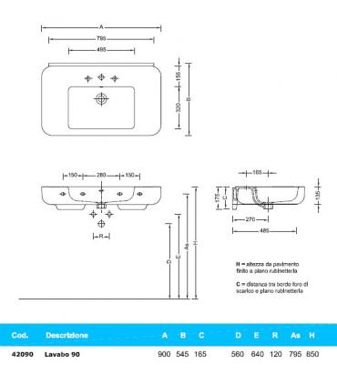 Lavabo sur pied ou suspendeux Pozzi Ginori Easy.02