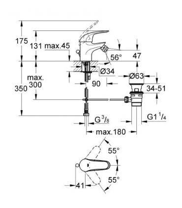 Miscelatore monoforo per bidet Grohe serie euroeco art.23263000