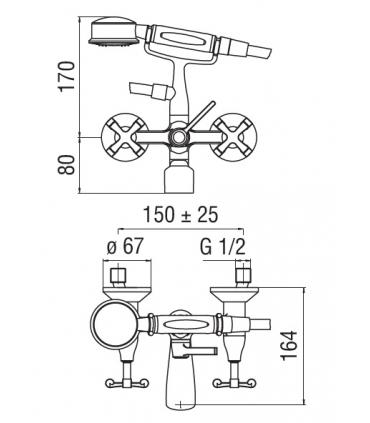 External mixer for bathtub Nobili Carlos Primero with hand shower