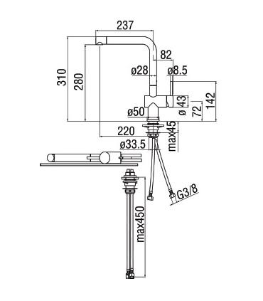 Nobili Live series kitchen mixer under pull-out window