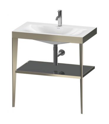 Struttura a pavimento XViu Duravit lavabo monoforo c-bonded sostegno champagne, ripiano in vetro