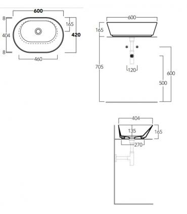 Lavabo da appoggio ovale Simas serie Wave art.WA02