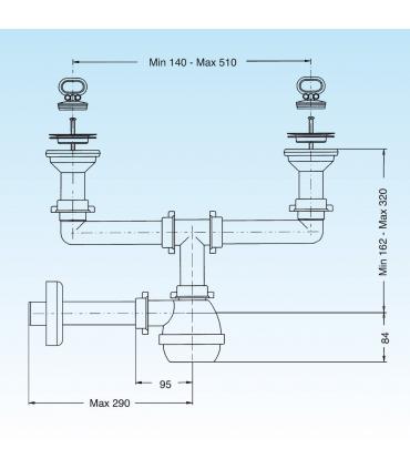 LIRA DOUBLE SIPHON WITH WASTE art. 1411