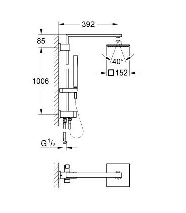 Colonna doccia esterna per ristrutturazione Grohe serie euphoria Cube