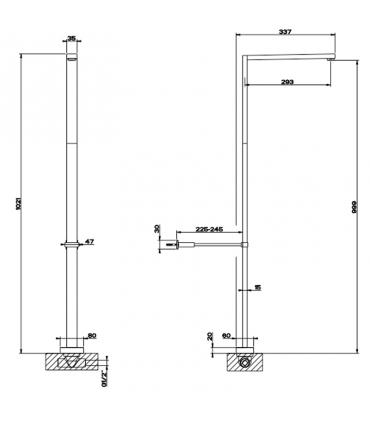 Spout floor standing GESSI collection Rettangle chrome