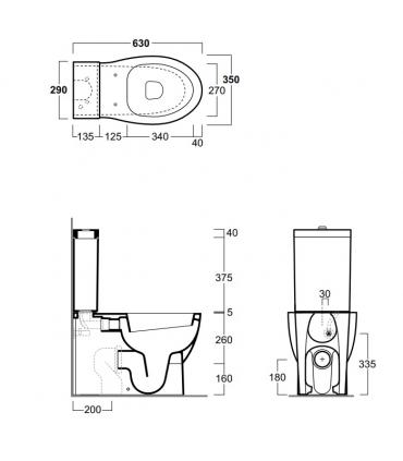 Close-coupled toilet, Simas collection LFT Spazio