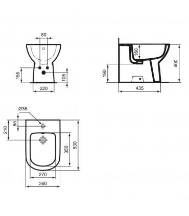 Bidet a pavimento BTW,Ceramica dolomite, serie gemma 2, J523501