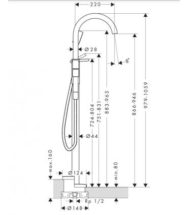 Miscelatore vasca a pavimento Axor serie One 48440