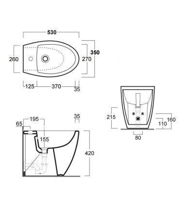 Bidet au sol mural, Simas LFT Spazio LFT21