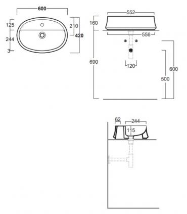 Lavabo da appoggio monoforo Simas serie Sharp art.SH05