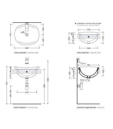 Ceramica Flaminia built-in washbasin Io series art. IO4260