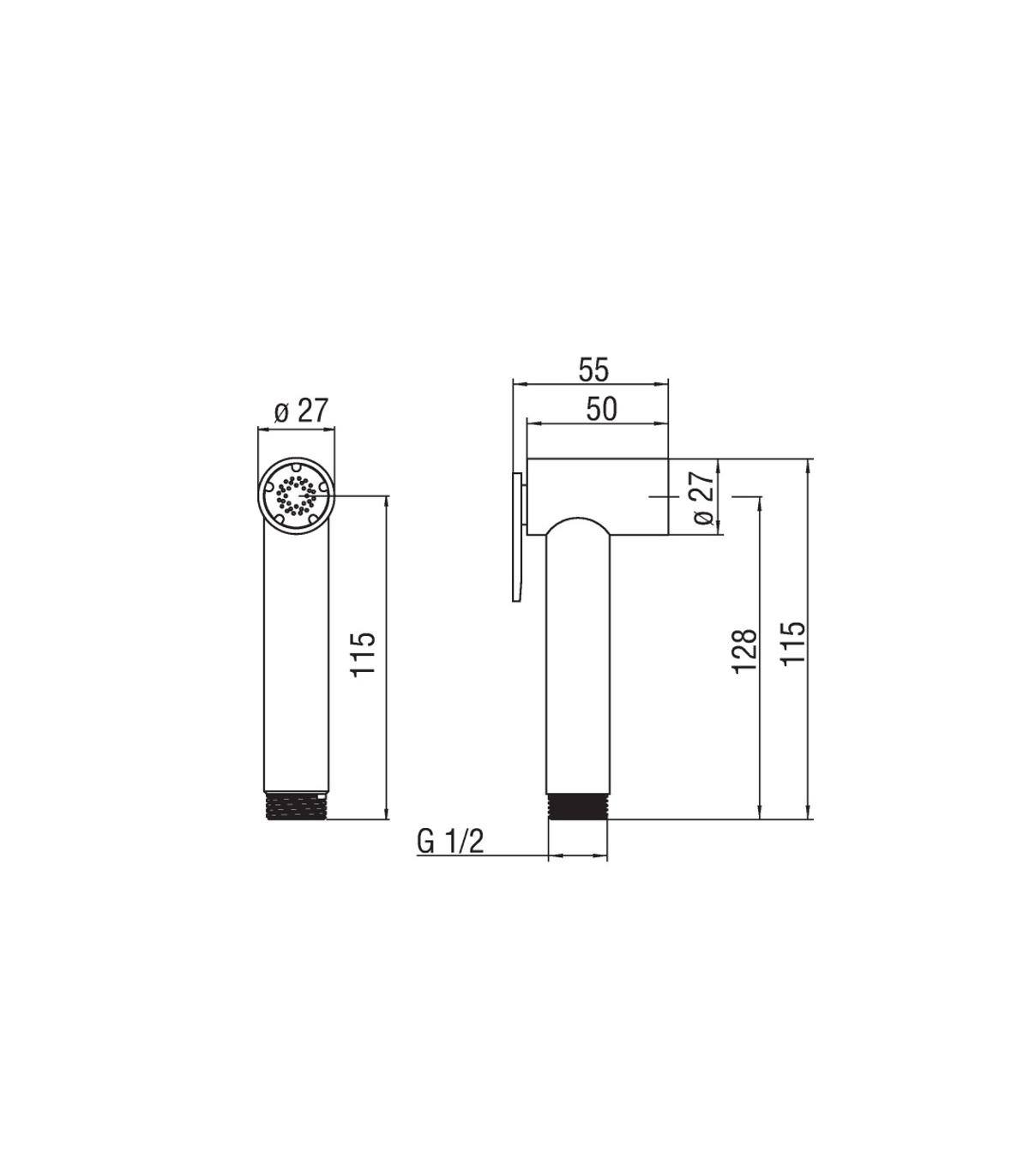 Douchette pour wc avec bouoton pour uso bidet, chrome Nobili AD142/132