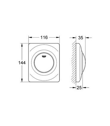 Flush plate 1 button for urinal, Grohe collection Surf