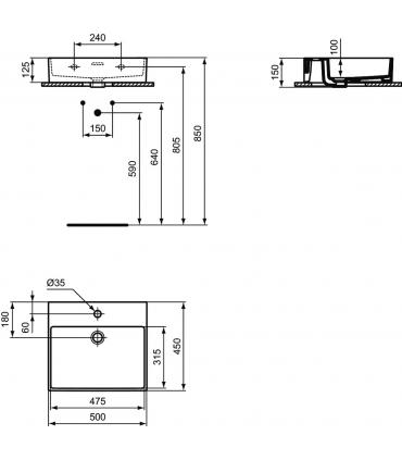 Ideal Standard Extra Single-hole Countertop Or Wall-hung Washbasin