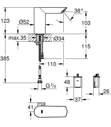 Grohe Bau Cosmopolitan E basin mixer art. 36451000