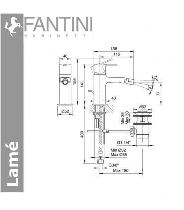 Mitigeur bidet monotrou Fantini Lame'