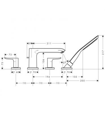 Robinet traditionnel bord de baignoire Hansgrohe collection mètress