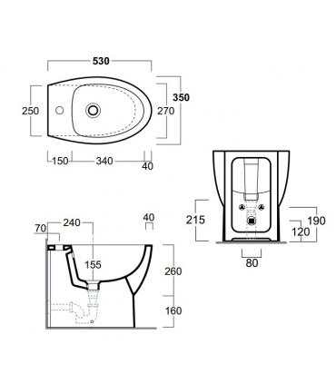 Bidet au sol mural, Simas LFT Spazio LFT23