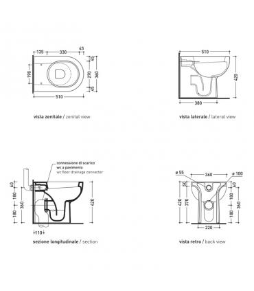 Floor standing toilet back to wall Flaminia Quick