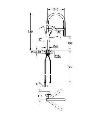 Sink High mixer with extractable hand shower, Grohe Essence New