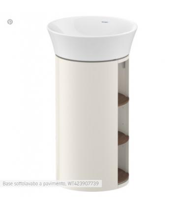 Base sottolavabo a pavimento Duravit, White Tulip WT4239 con ripiani in legno massello Noce Americano