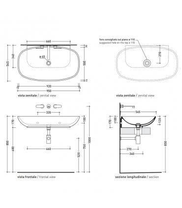 Lavabo à poser ou suspendu Ceramica Flaminia Nuda