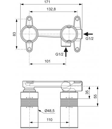 Concealed body for Ideal Standard basin mixer A1313NU