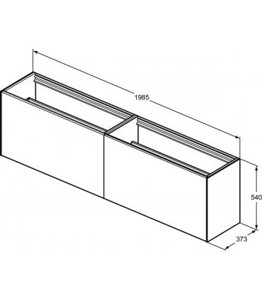 Mobile slim laqué 2 tiroirs Ideal Standard Conca sans plateau