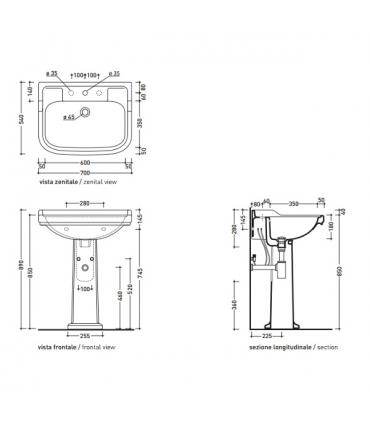 Lavabo sospeso monoforo Ceramica Flaminia serie Efi
