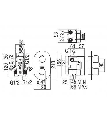 Mitigeur encastre' thermostatique  Nobili Likid LK00101FL, fume' poli